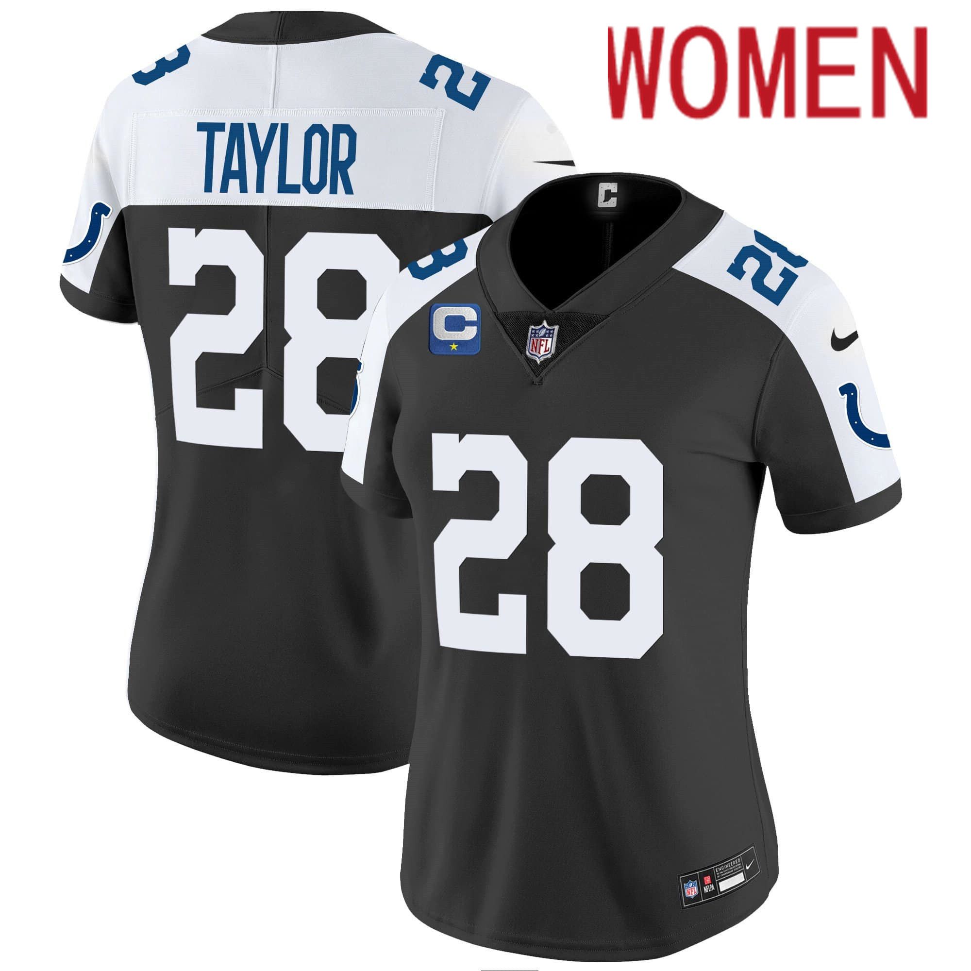 Women Indianapolis Colts 28 Taylor Black 2024 Nike Vapor Limited NFL Jersey